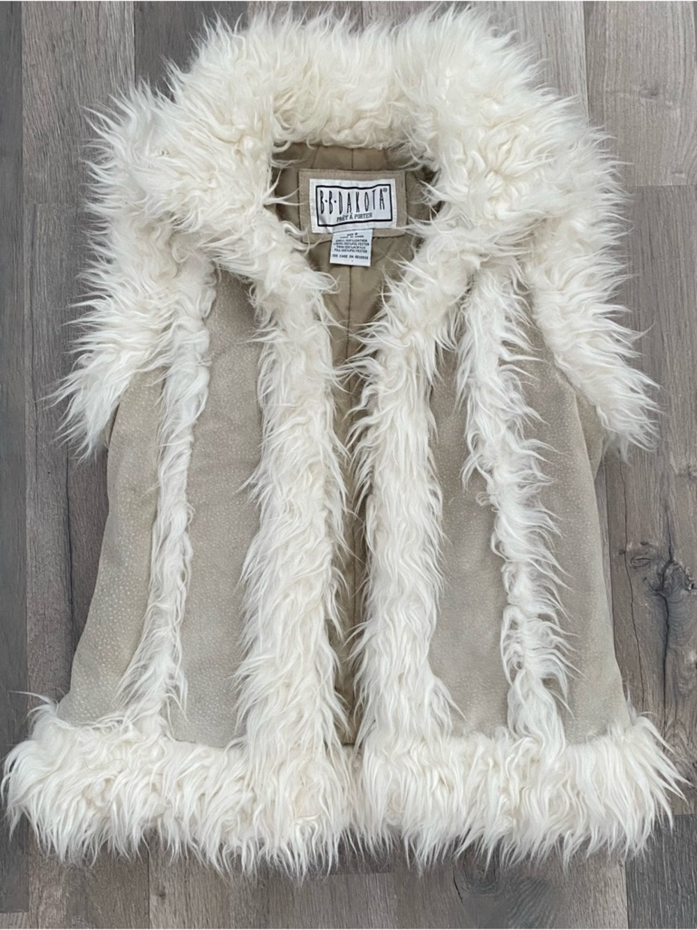 Vintage Suede Faux Fur Vest Boho Western
